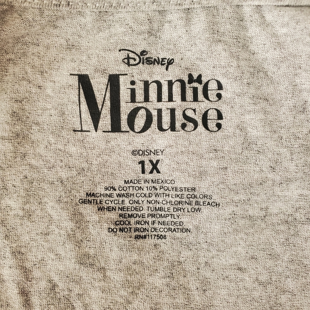 Disney NWT Minnie Mouse Grey Top Size 1X Palm Trees Tye Dye - Picture 5 of 5
